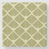 Square Leaf Pattern Gold Limoen Light Stenen Onderzetter (Voorkant)