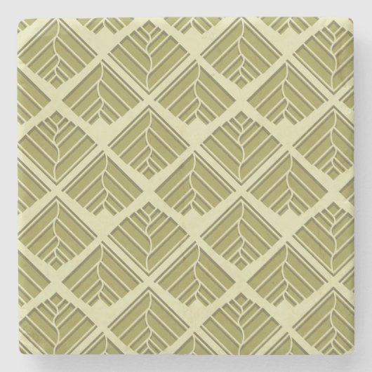 Square Leaf Pattern Gold Limoen Light Stenen Onderzetter (Voorkant)