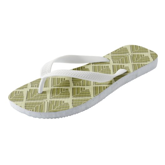 Square Leaf Pattern Gold Limoen Light Teenslippers (Schuin)