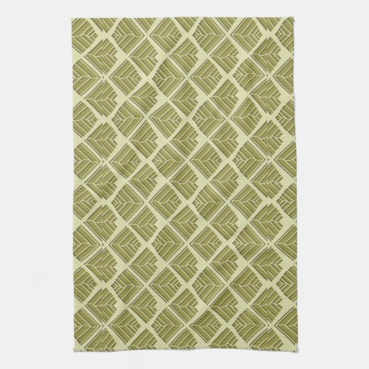 Square Leaf Pattern Gold Limoen Light Theedoek (Verticaal)