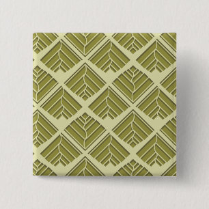 Square Leaf Pattern Gold Limoen Light Vierkante Button 5,1 Cm