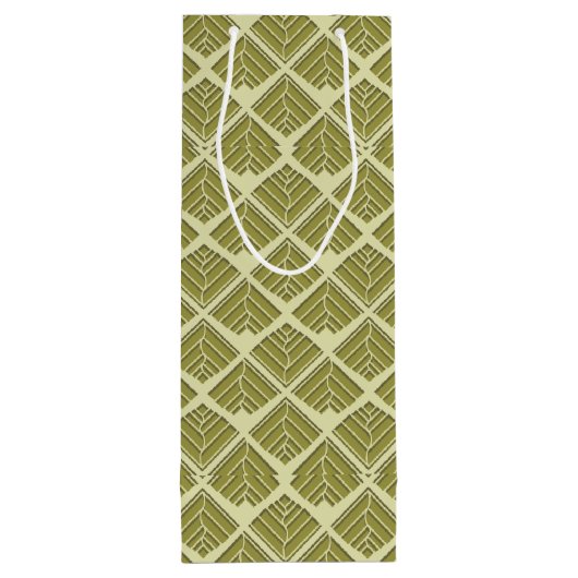 Square Leaf Pattern Gold Limoen Light Wijn Cadeautas (Achterkant)