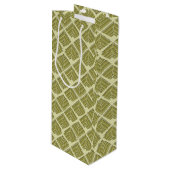 Square Leaf Pattern Gold Limoen Light Wijn Cadeautas (Voorkant Gekanteld)