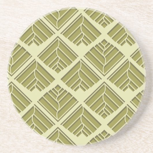 Square Leaf Pattern Gold Limoen Light Zandsteen Onderzetter (Voorkant)