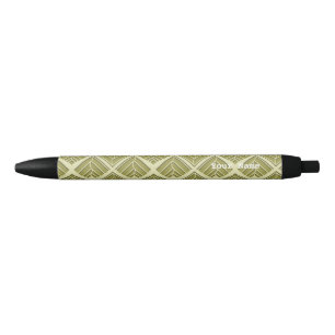 Square Leaf Pattern Gold Limoen Light Zwarte Inkt Pen
