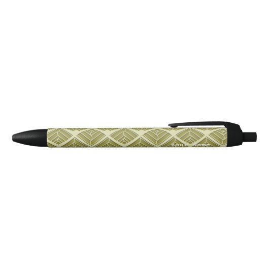 Square Leaf Pattern Gold Limoen Light Zwarte Inkt Pen (Bovenkant)