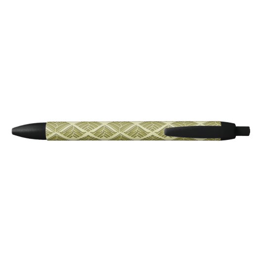 Square Leaf Pattern Gold Limoen Light Zwarte Inkt Pen (Achterkant)