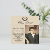 Square Letter Monogram Classic Photo Afstuderen Kaart (Staand voorkant)