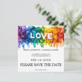 🌈 🐦 Square LGBTQ Painted With Love wedding  Save The Date (Staand voorkant)