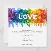 🌈 🐦 Square LGBTQ Painted With Love wedding  Save The Date (Achterkant)