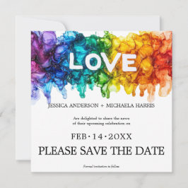 🌈 🐦 Square LGBTQ Painted With Love wedding  Save The Date
