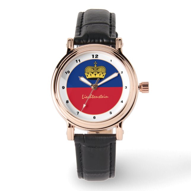 Square Liechtenstein Flag & Liechtenstein mode Horloge (Voorkant)