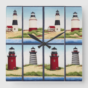 Square Lighthouse Wall Clock Vierkante Klok