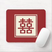 Square Logo Double Happiness Chinese bruiloft Muismat (Met muis)