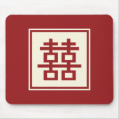 Square Logo Double Happiness Chinese bruiloft Muismat (Voorkant)