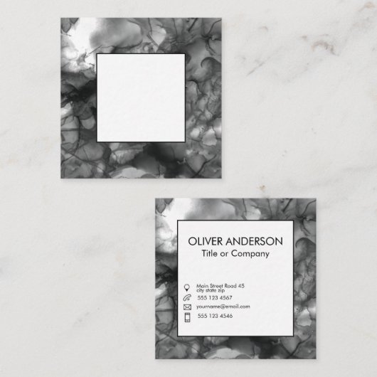 Square logo zwart en wit vierkante visitekaartje (Voorkant / Achterkant)