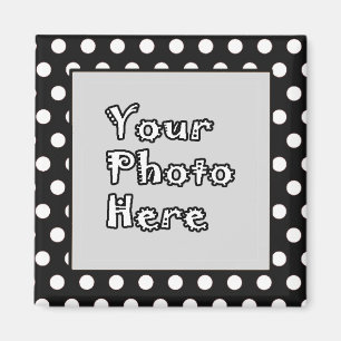 Square Magnet-Black & White Polka Dot Magneet