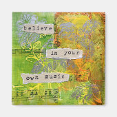 Square Magnet - "Geloof in je eigen muziek" (Voorkant)