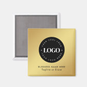 Square Magnet Gold & Black Business Logo Custom (Voorkant / Achterkant)