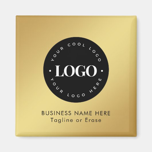 Square Magnet Gold & Black Business Logo Custom (Voorkant)