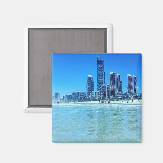 Square Magnet met een uitzicht van Surfers Paradis (Voorkant / Achterkant)