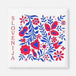 Square Magnet met Sloveense siermotif