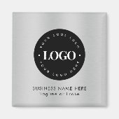 Square Magnet Silver Black Business Logo Custom (Voorkant)