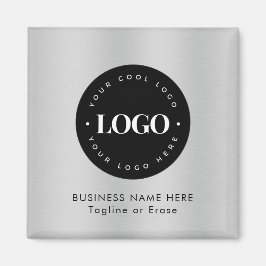 Square Magnet Silver Black Business Logo Custom