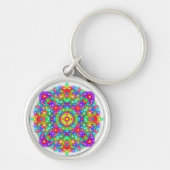 Square Mandala Boho Premium Round Sleutelhanger (Voorkant)