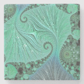 Square Marble Stone Onderzetter Blauwgroen Swirls (Voorkant)