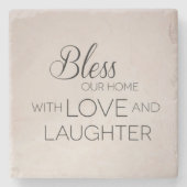 Square Marble Stone Onderzetter Bless Home Love La (Voorkant)