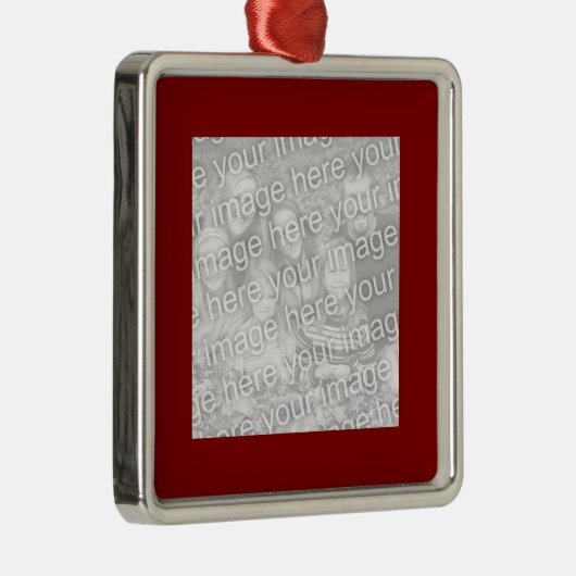 Square Maroon Border Foto Metalen Ornament (Rechts)