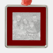 Square Maroon Border Foto Metalen Ornament (Voorkant)