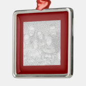 Square Maroon Border Foto Metalen Ornament (Links)