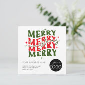Square Merry kerstscript Business Logo Feestdagenkaart (Staand voorkant)