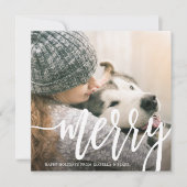 Square Merry White Script Holiday Card (Voorkant)