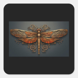 Square Metal Dragonfly Sticker
