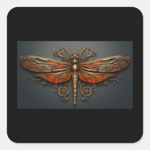 Square Metal Dragonfly Sticker