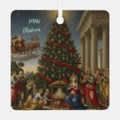 Square Metal Nativity Santa Christmas Ornament (Achterkant)