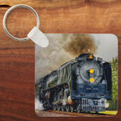 Square Metal Sleutelhanger - Stoommachine Trein (Voorkant)