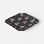 Square Midnight Blue Kerstboom Patroon Klein Papieren Bordje (Gebogen)