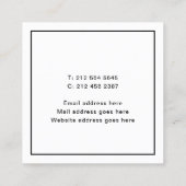 Square minimalist Black en White Monogram Square Vierkante Visitekaartje (Achterkant)