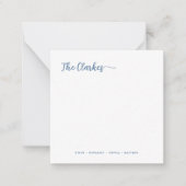 Square Minimalist Navy Blue Family Stationery  Notitiekaartje (Voorkant)
