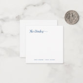 Square Minimalist Navy Blue Family Stationery  Notitiekaartje (Voorkant / Achterkant in situ)
