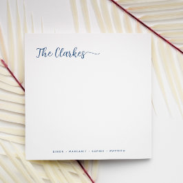 Square Minimalist Navy Blue Family Stationery  Notitiekaartje