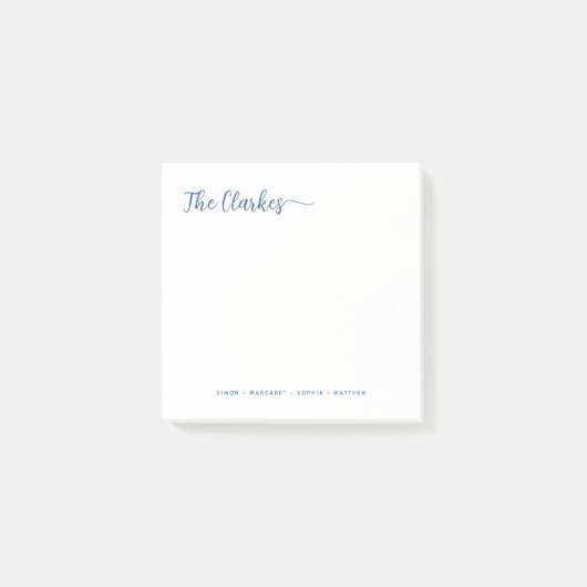 Square Minimalist Navy Blue Family Stationery  Post-it® Notes (Voorkant)