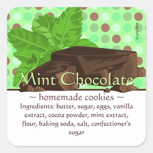  Square Mint Chocolade Stickers (Voorkant)