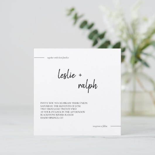 Square Modern Invitation Kaart (Staand voorkant)