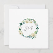 Square Modern Lavender White Rose Leaf Wreate Kaart (Achterkant)