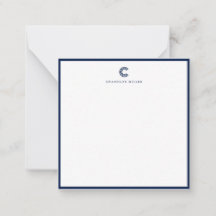 Square Modern Navy Blue Border Custom Stationery